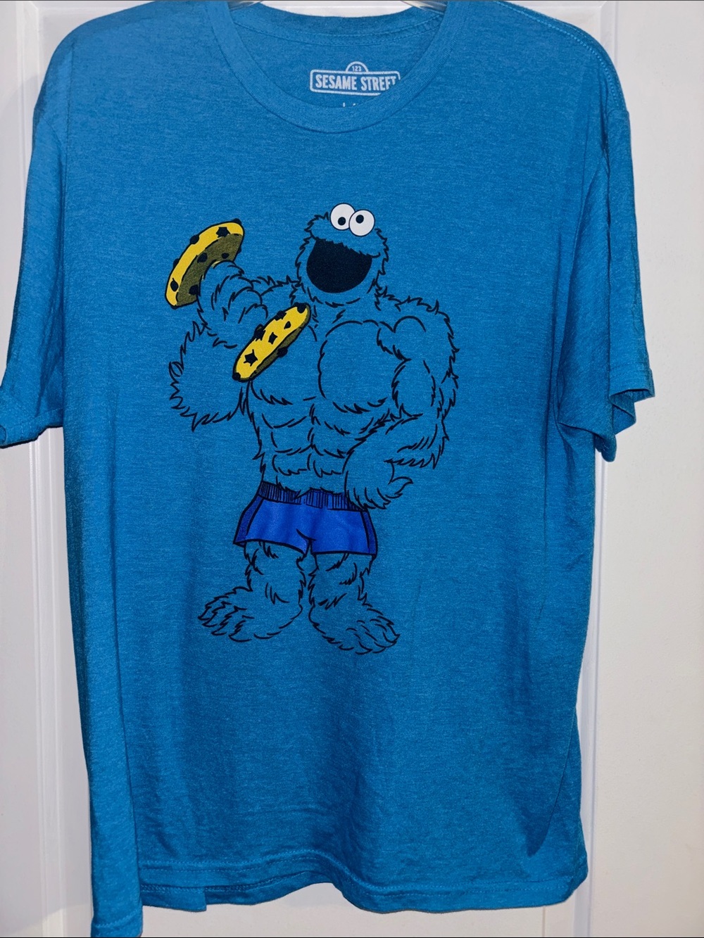 Sesame Street Cookie Monster Muscle Tee - Blue & Yellow